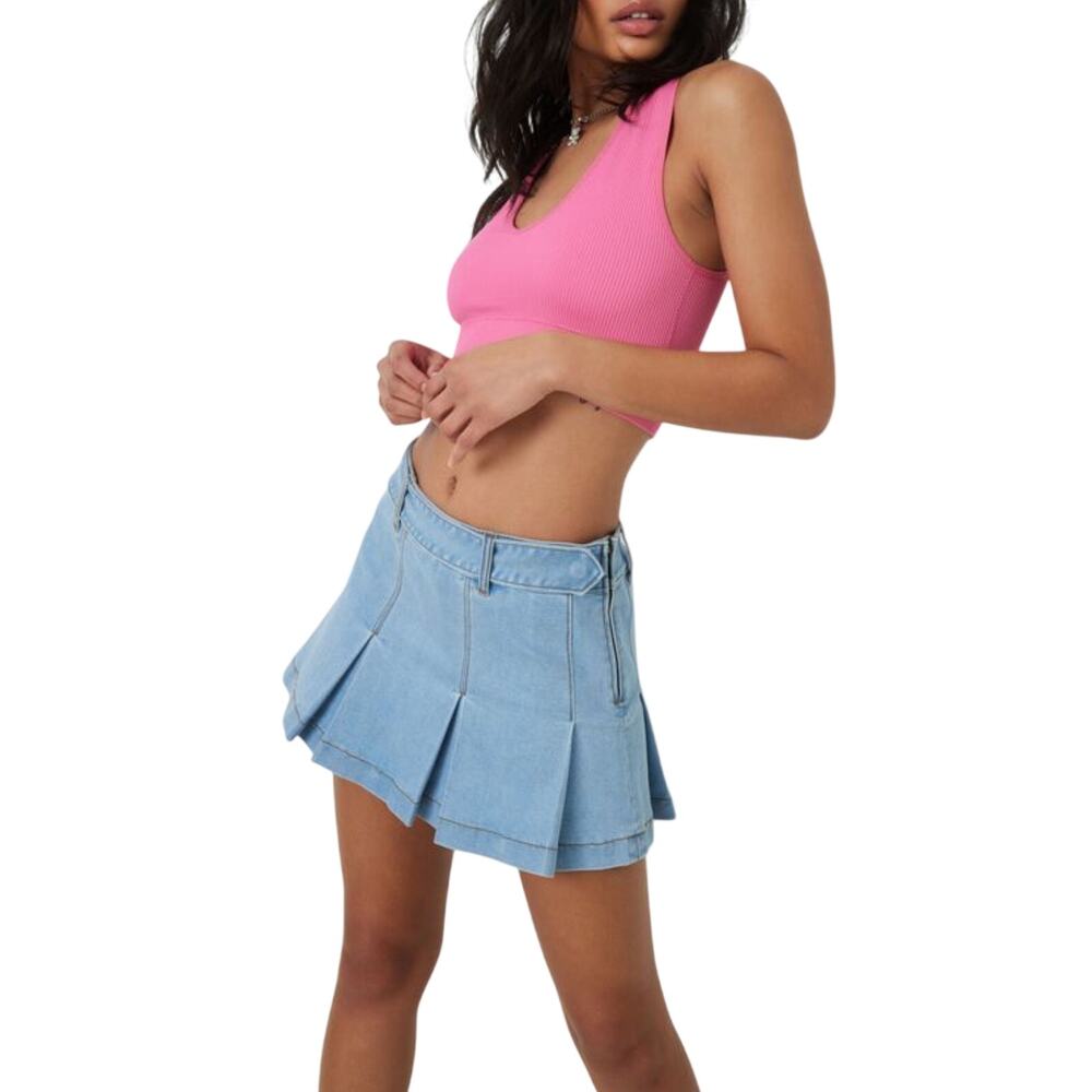 Garage Denim Pleated Mini Skirt XS with Belt Pleated Festival Summer / Casual